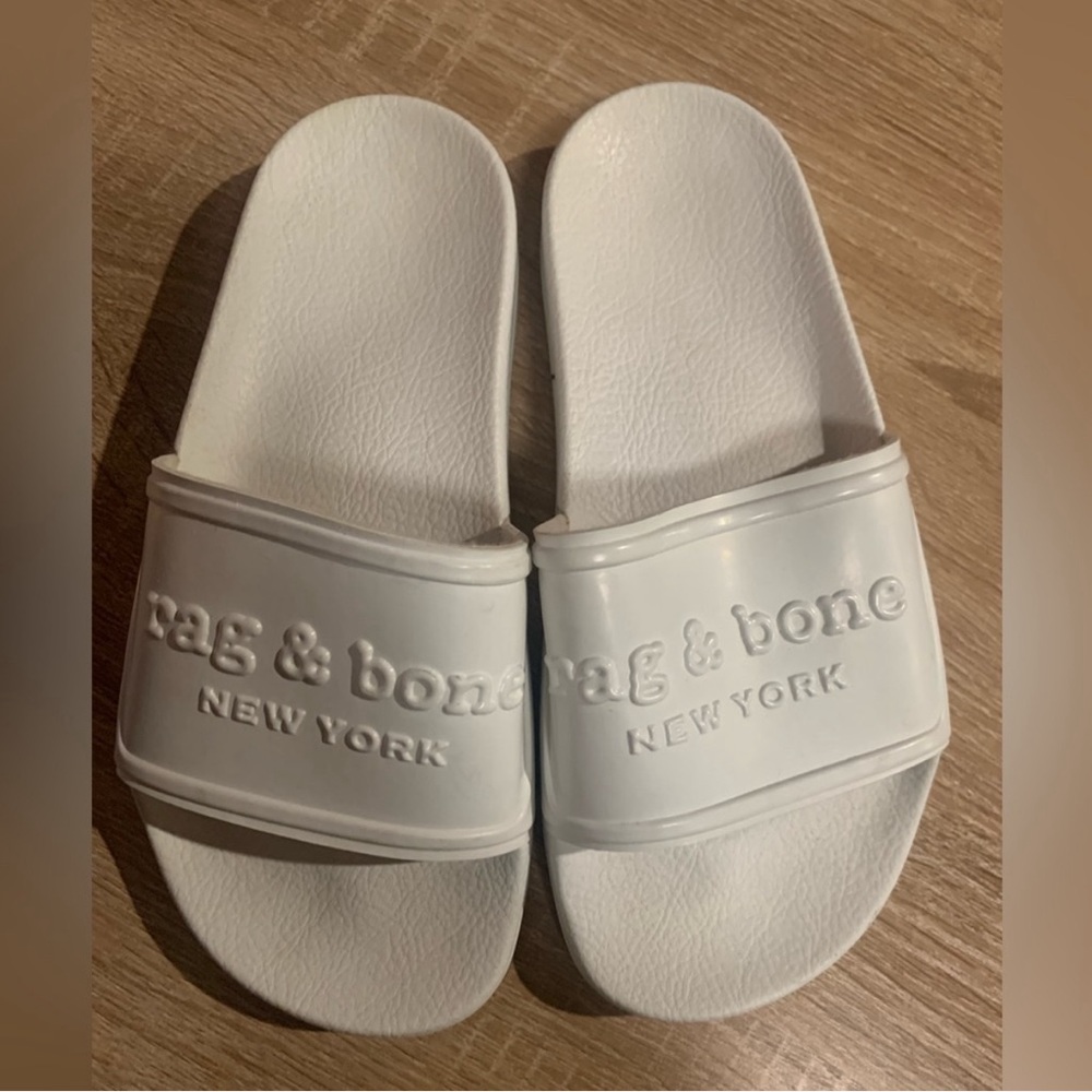 Rag & bone white designer pool slides 6